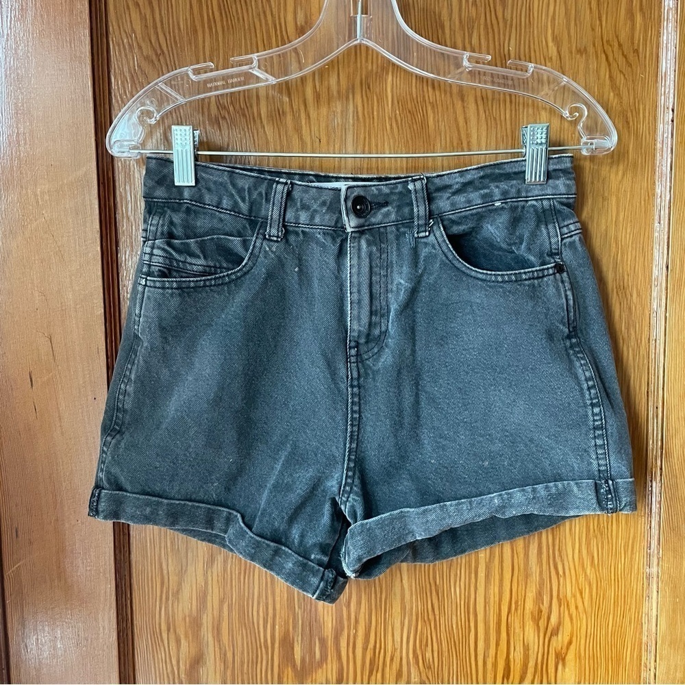 Denim&Co Black Jean Shorts High-Waisted Cuffed